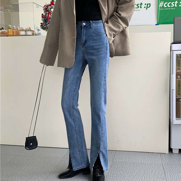 

in autumn, micro version of high waist slim fit and thin pants fashionable, Blue