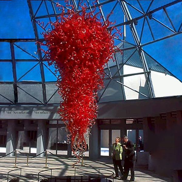 Großes Einkaufszentrum, Hotel, große Hängelampen, mundgeblasenes rotes Glas, Kronleuchter, Licht, Luxus-Kunstdekoration, Beleuchtung, individuell, 54 Zoll