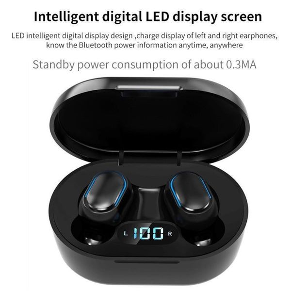 

earphones bluetooth noise e7s wireless earphones bluetooth noise cancelling led digital display screen headset touch control