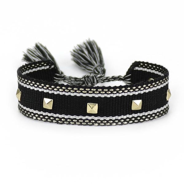 

charm bracelets adjustable woven friendship bracelet for women men 2021 vintage braided embroidery tassel bangles wholesale jewelry, Golden;silver