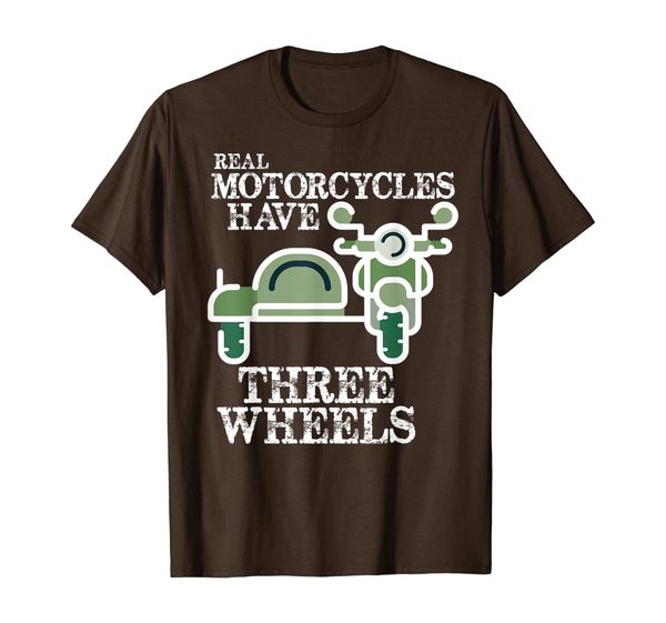 

"real motorcycles have three wheels" sidecar t-shirt, White;black
