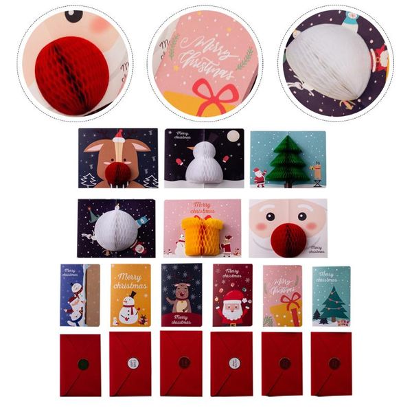 

greeting cards 1 set decorative honeycomb three-dimensional santa claus