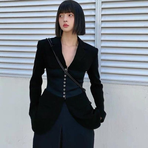 

2021 spring vintage new women black skinny blazer female luxury fashion coat oversize gdnz 2.27, White;black