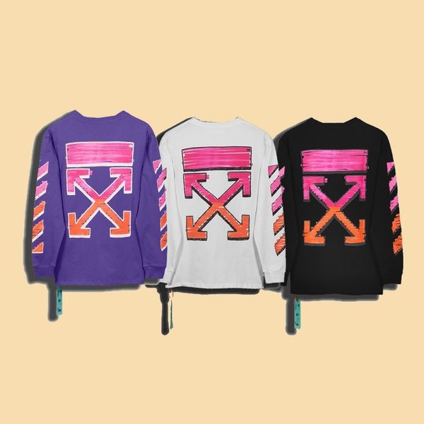 

version high off21 autumn new white pigment graffiti color painting gradient arrow loose couple's same sweater, Black