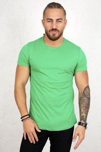 

Green Colar Cut Men 's Tee Shirt 2002065 Brur, White;black