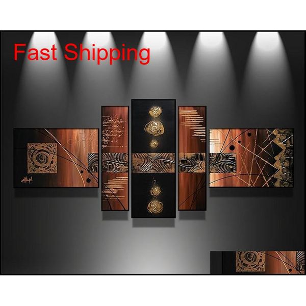 

100% hand-painted modern wall art abstract handmade oil painting on canvas wall art picture 5 pcs/set sitting qyldiq wphome
