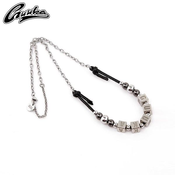 

pendant necklaces guuka tide brand block necklace ins cold wind zhang yixing with a hip-hop couple sweater niche chain, Silver