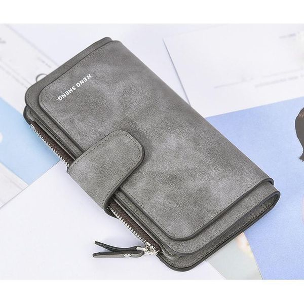 

wallets fashion lady solid color matte long section three fold multi-card wallet#p30, Red;black