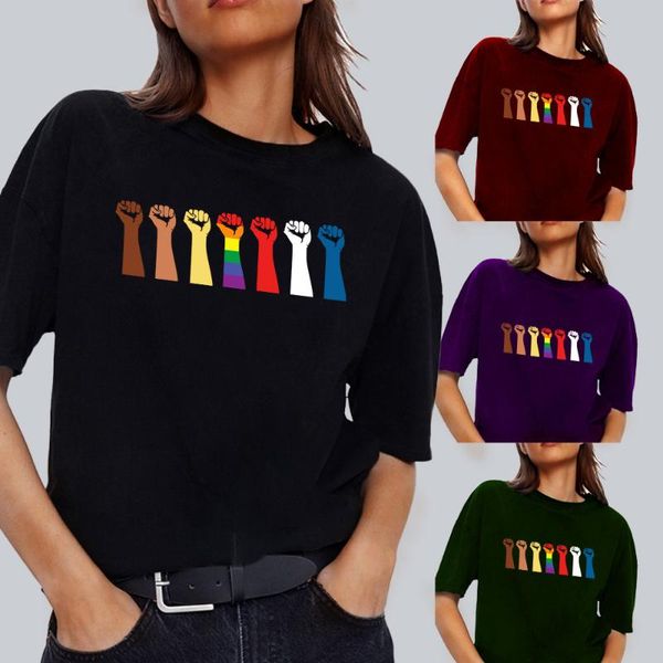 

women's t-shirt a series of human rights slogans that europe and the united states can't breathe short-sleeved t-shirts, White