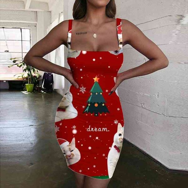 

christmas dresses women cat vestido animal 3d print christmas tree ladies dresses womens clothing party short, Black;gray