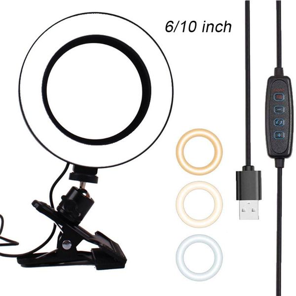 

flash heads 16 26cm led selfie ring light 6 10inch adjustable fill with phone desk clip for youtube live broadcast video vlog
