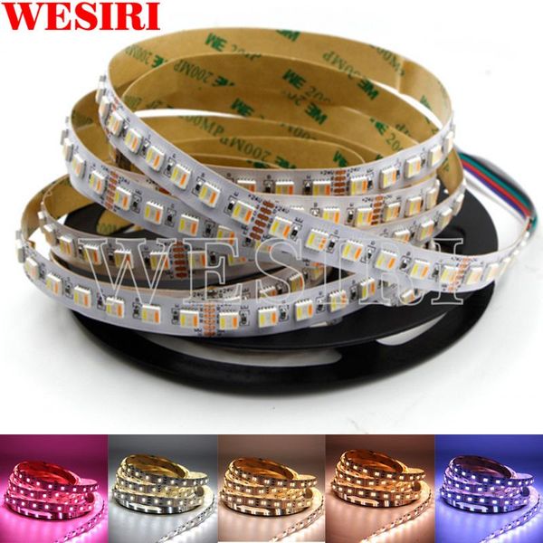 

5m rgbcct 5in1 led strip light rgb+white+warm white smd dual white temperature adjustable led strip 12mm pcb dc12v/24v