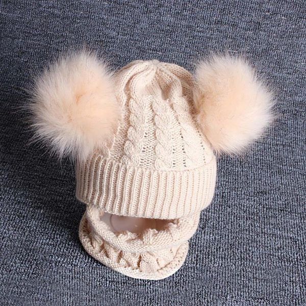 

caps & hats born baby hat scarf set pompom cartoon infant girl boy winter for kids warm knitted children boys girls beanie cap, Yellow