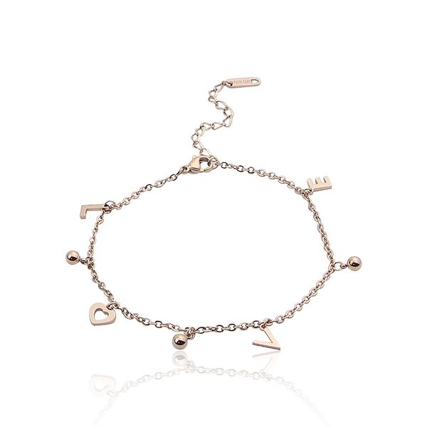

new three beads love letters refined anklets titanium steel anti-allergic woman and girl favorite gift jewelry, Red;blue