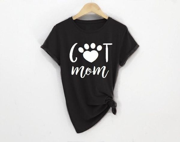 

women's t-shirt amime clothing 2021 cat mom mama mother tshirt letter printed xl funny creative round o neck cotton tees, White