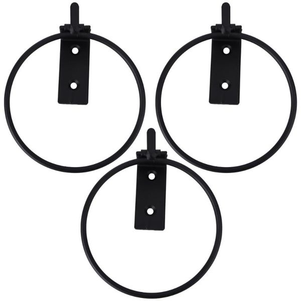 

hooks & rails 3pcs wall mounted flower pot tray metal iron ring flowerpot bracket planter (13.5x11x6.5cm)
