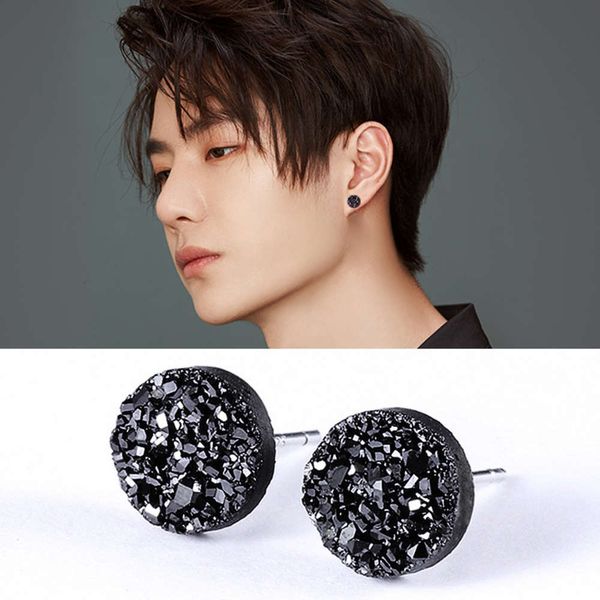 

pure fashion black single simple temperament crystal cluster net red female earrings