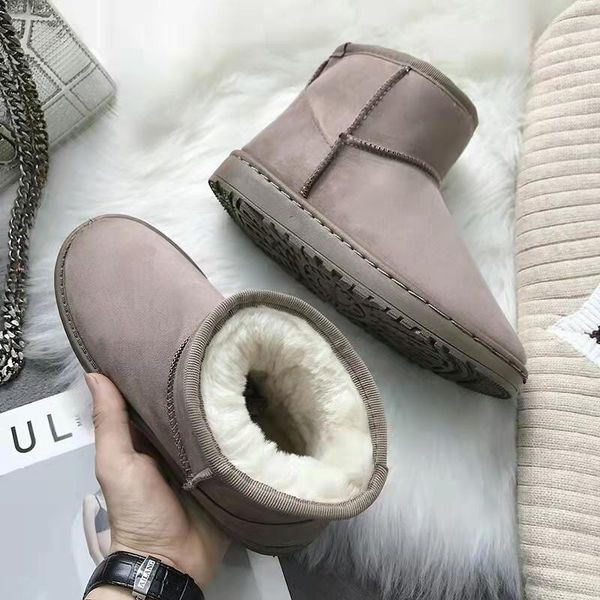 

slippers snow women's boots non-slip thick warmth and waterproof thick-soled plus velvet student korean cute short mid-, Black