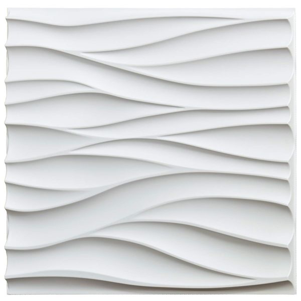 

Art3d 50x50cm 3D Wall Panels PVC Matt White Wavy Soundproof for Living Room Bedroom Office (Pack of 12 Tiles)