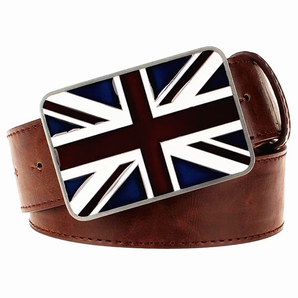 

2021 new fashion men's national flag metal uk flags belt union jack gift for men women' leather belts fel8, Black;brown