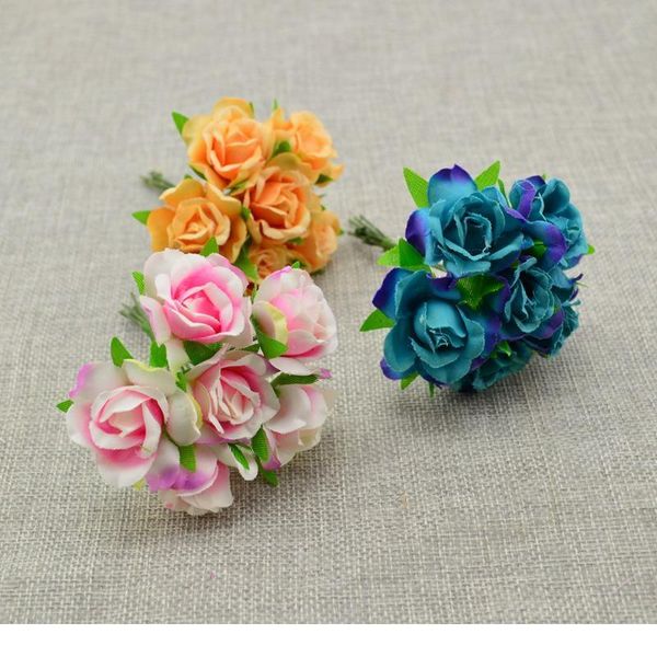 

6pcs silk flower wedding car bridal bouquet roses artificial flower for decoration scrapbooking diy wreaths craft candy jlltzu