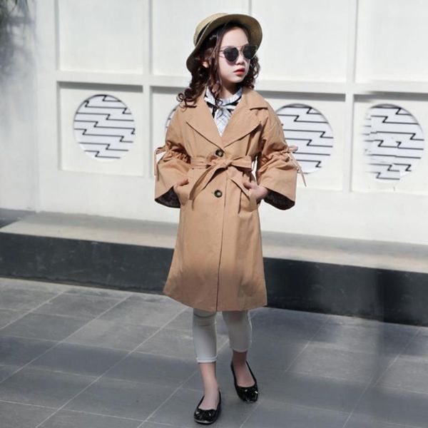 

coat teens girls long trench coats 2021 spring autumn fashion sleeve jackets for children kids outerwear 4-14y ws383, Blue;gray