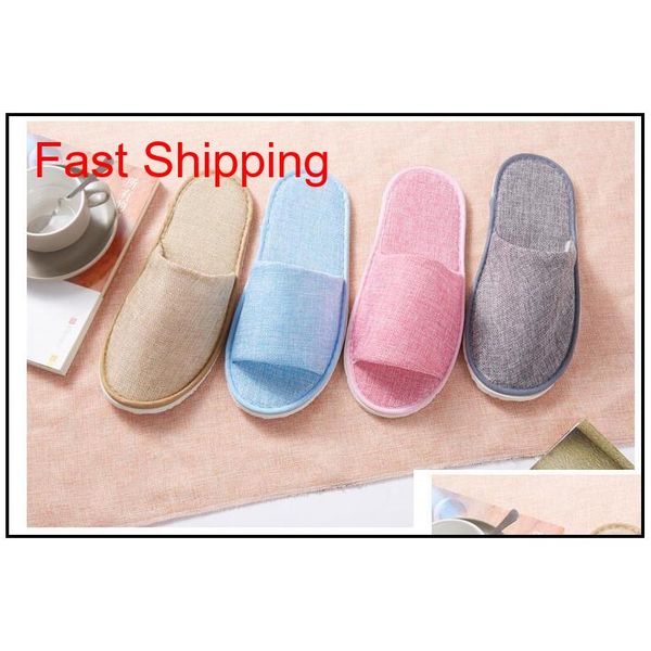 

10pairs /lot good quality mixed style linen l restaurant beauty club family cotton disposable slippers indoo jllorh allguy
