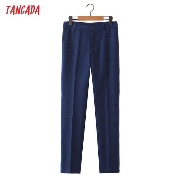 

women's pants & capris tangada 2021 fashion women blue suit trousers pockets office lady elegant pantalon 8h163, Black;white