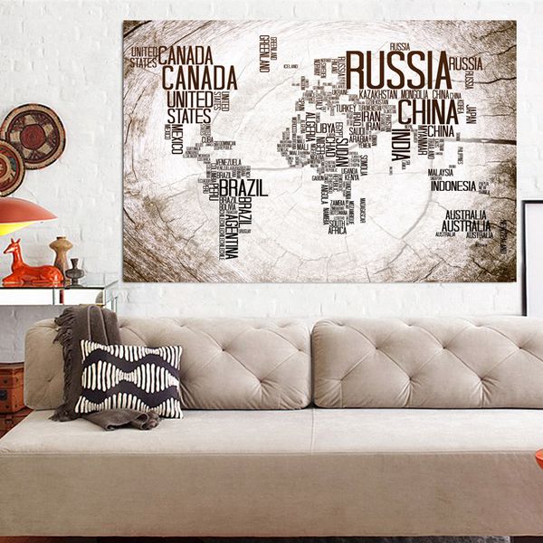 Mapa no anel anual Arte da parede pintura retrô fotos para sala de estar vintage mapa pôsteres e impressões