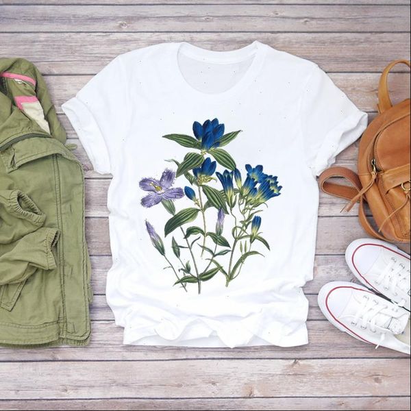

women flower lady floral kawaii elegant painting clothes summer shirt t shirts t graphic female ladies womens tee t shirt, White