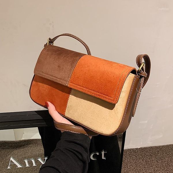 

evening bags splicing scrub pu leather shoulder crossbody for women 2021 winter handbags and purses travel fashion totes