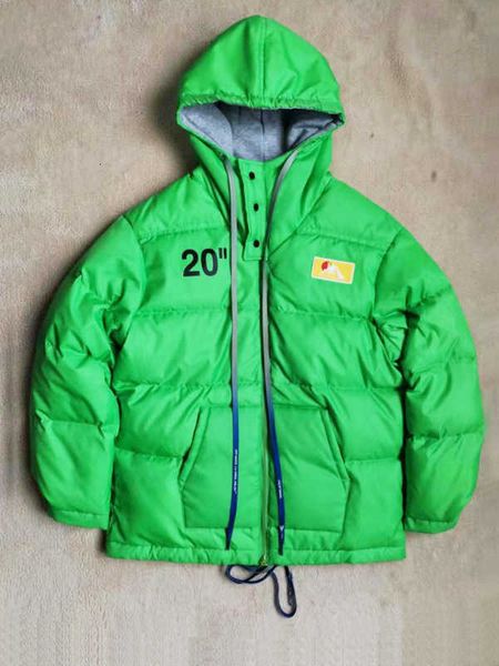 

2022ssautumn and winter new ow off gradient drawstring splicing men's women's hoodie bread jacket down liner, Black;brown