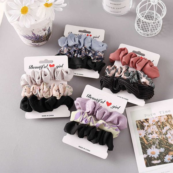 

6768 large intestine hair loop fat intestines head rope thick tie horsetail imitation silk leather band french hair rope girl