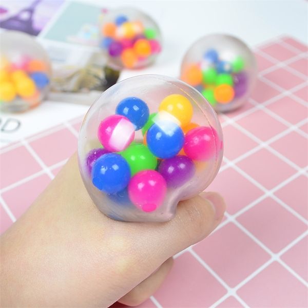 

6cm anti stress face reliever colorful ball autism mood squeeze relief funny gadget vent fidget decompression toys squash grape ball h3103