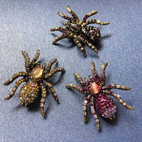 

factory wholesale new cat's eye stone spider brooch exaggerated insect brooch suit personalized pin accessories hea/rtsch/rome