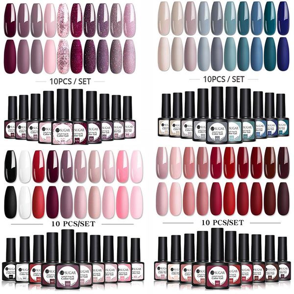 

nail gel polish set 12/10/6pcs glitter red color varnish kit soak off manicures for diy art design, Red;pink