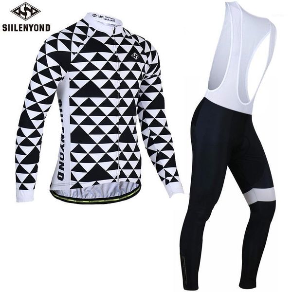 

racing sets siilenyond 2021 winter thermal fleece cycling jersey set keep warm clothing suit long sleeve mtb bike clothes1, Black;blue