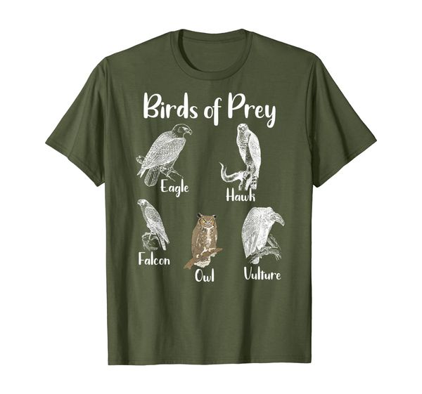 

birds of prey eagle hawk falcon owl vulture t-shirt, White;black