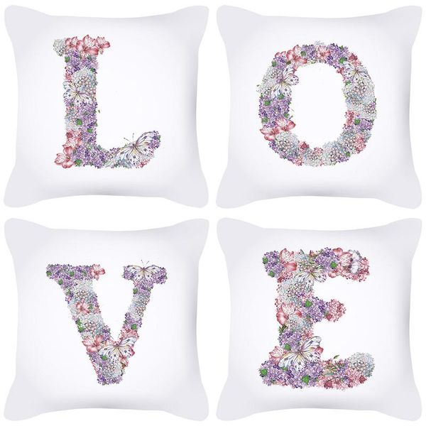 

cushion/decorative pillow 2021 wind butterfly flower purple letter sofa peach skin velvet super soft case