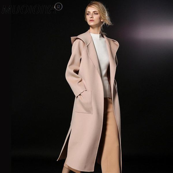 

women's wool & blends coat jacket long lamb trench woolen ladies winter warm 2021 overcoat outwear female, Black