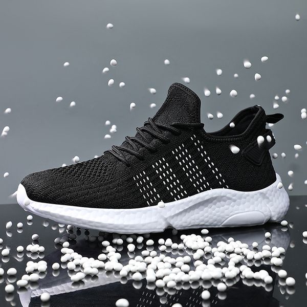 Hot New Popcorn Sneakers Homens Sapatos Preto Malha Respirável Soft Soft Sports Sports Running Shoes Sapatos Suporte Dropshipping