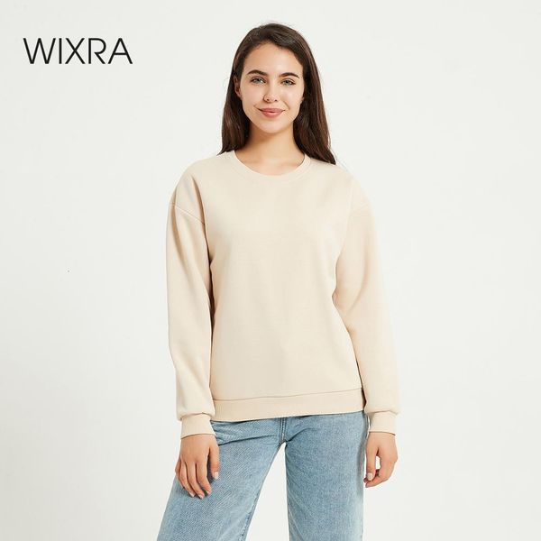 

wixra winter new comfortable sweatshirts women thick long sleeve shirt solid color plus pullovers for female autumn 201008, Black
