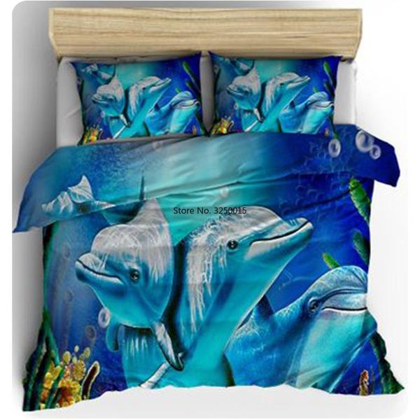 

bedding sets comforter 3pcs bedroom decor blue dolphin orca jumping pattern 3d digital printed quilt cover king size set