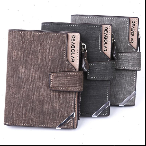 

style mens mid length wallet casual retro canvas pattern fashion waterproof anti theft, Red;black