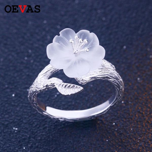 

cluster rings real 925 sterling silver natural handmade fine jewelry plum blossom flower in the rain ring open for women female bijoux, Golden;silver