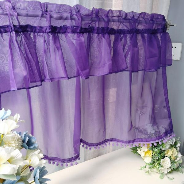 

curtain & drapes 1pc 50*50 double folds short curtains for small window customizable solid purple beads kitchen roman #vt