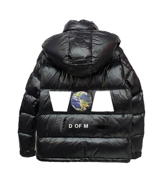 

mens maya down jackets earth print and embroideryletter badge womens parkas size1-5, Black