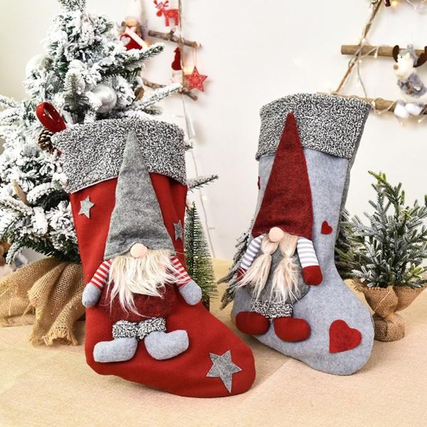 

christmas decorations gifts bags candy beads santa claus snowman socks cute present holder home decoration