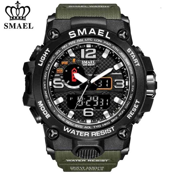 

smael brand men sports watches dual display analog digital led electronic quartz wristwatches waterproof swimming military watch