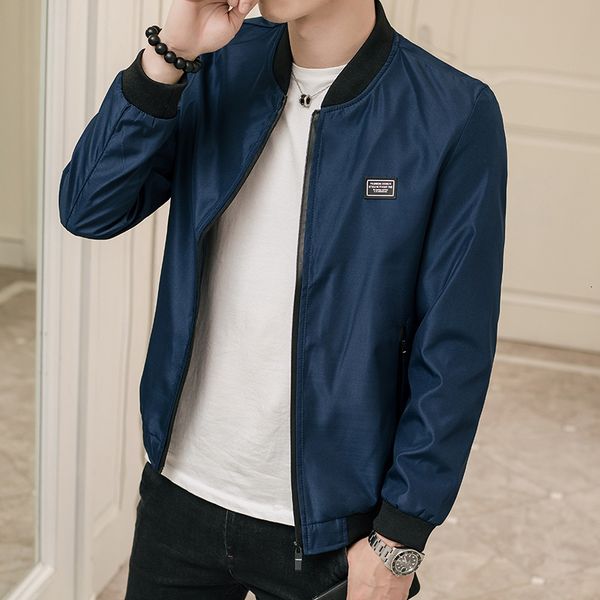 

new spring and autumn man's brand jacket fashion slim teens black gray blue male jacket plus size yc4k, Tan;black